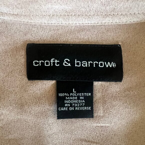 Men's Croft & Barrow Faux Tan Suede. Long Sleeve, Button Down, Size Large - Picture 6 of 9